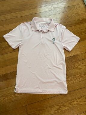 GOAT USA Men's Light Pink Performance Polo with Embroidered Logo small